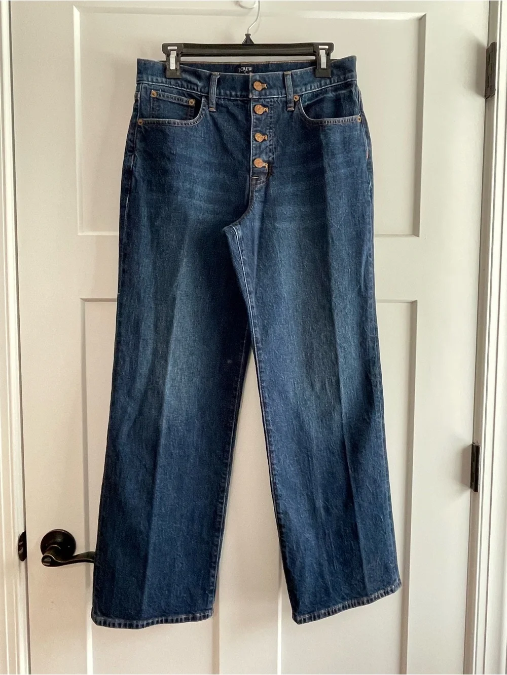 J. Crew Wide Leg Full Length Dark Wash Jeans Size 28